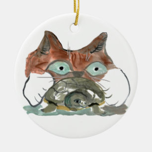 Décoration En Céramique Le chat de Kitty saisit son copain de tortue
