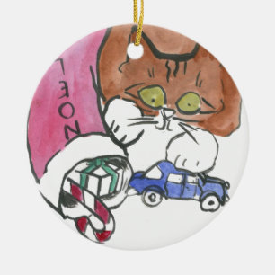 Décoration En Céramique Le chaton pille le bas de Noël