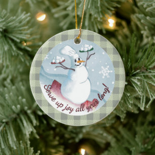 Décoration En Céramique Le chef des neiges sert des boules de neige orneme