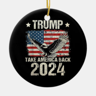 Décoration En Céramique Le drapeau de Trump 2024 reprend l'Amérique hommes