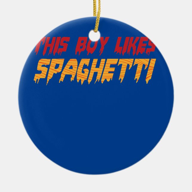 Décoration En Céramique Le Garçon Aime Spaghetti Pâtes Chef nouilles (Devant)