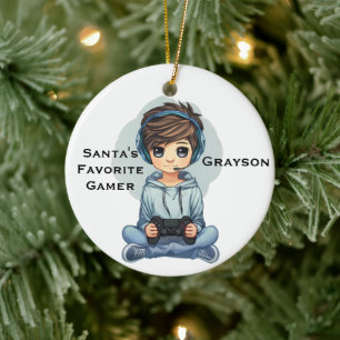 Décoration En Céramique Le jeu vidéo préféré du Père Noël personnalisé