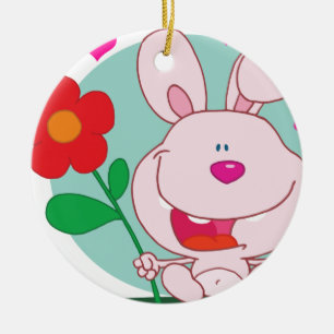 Décoration En Céramique Le lapin tient la fleur