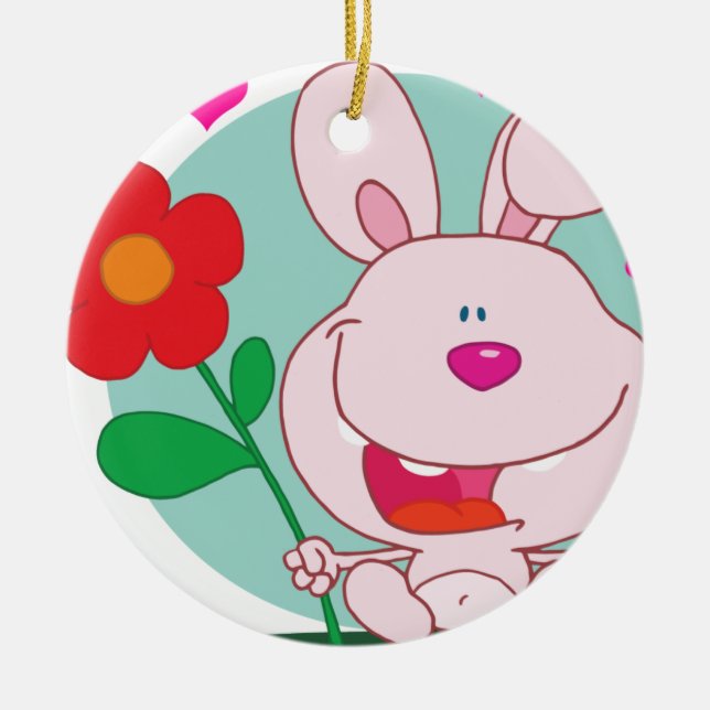 Décoration En Céramique Le lapin tient la fleur (Devant)