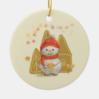 Décoration En Céramique le petit bonhomme de neige et le biscuit au chocol