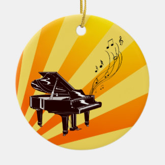 Décoration En Céramique Le piano à queue note le jaune et l'or