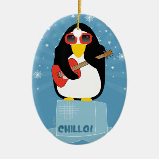 Décoration En Céramique Le pingouin frais de Rockin indique Chillo à Noël
