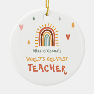 Décoration En Céramique Le plus grand cadeau d'enseignant du monde Boho ar