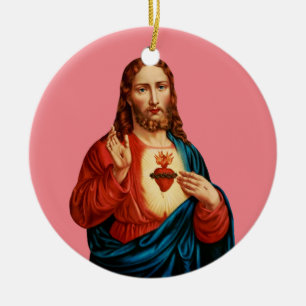 Décoration En Céramique Le Portrait d'Art Fin du Sacré-Cœur de Jésus
