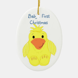 Décoration En Céramique Le premier Noël de bébé Ducky jaune