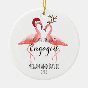 Décoration En Céramique Le premier Noël engagé ou a marié les flamants