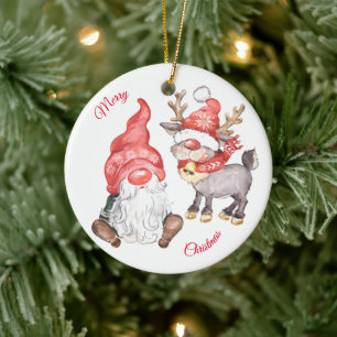 Décoration En Céramique Le Rinder de Noël avec Gnome