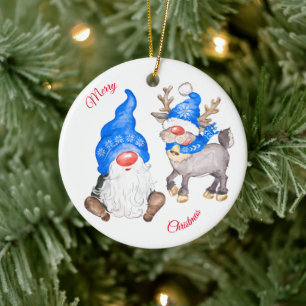 Décoration En Céramique Le Rinder de Noël avec Gnome