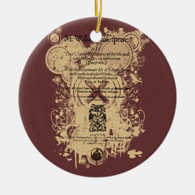 Décoration En Céramique Le Roi Lear Quarto Front Piece de Shakespeare (Devant)