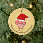 Décoration En Céramique Le salon de Noël Père Noël<br><div class="desc">Whimsical mignon Noël Père Noël Champignons en céramique ornement avec TEXTE PERSONNALISABLE qui dit "Faites beaucoup de place pour le Christ ce Noël". Ce texte peut être personnalisé avec votre nom ou autre texte. Le dessin montre un champignon portant un chapeau santa. Coordonner les cadeaux disponibles.</div>