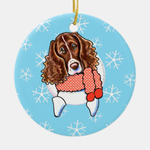Décoration En Céramique Le springer spaniel l'a laissé neiger