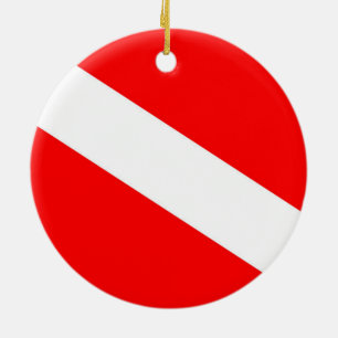 Décoration En Céramique le symbole diagonal rouge de la plongée sous-mari