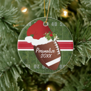 Décoration En Céramique Le terrain de football de Noël de Santa Hat