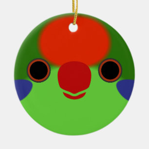 Décoration En Céramique Le visage d'un lorikeet à la façade rouge