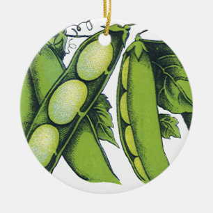 Décoration En Céramique Légumes vintages ; Haricots de Lima, Aliments Agri