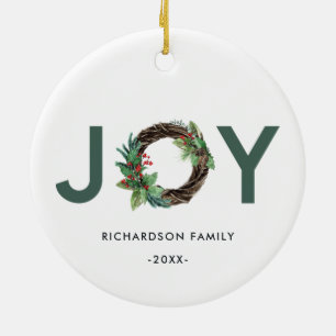 DÉCORATION EN CÉRAMIQUE L'ÉLÉGANTE HOLLY BERRY RED GREEN JOY WREATH NOË