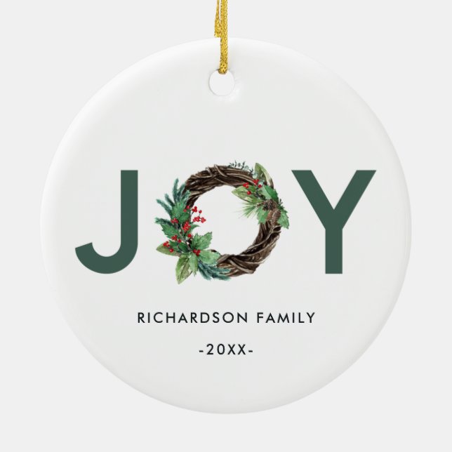 DÉCORATION EN CÉRAMIQUE L'ÉLÉGANTE HOLLY BERRY RED GREEN JOY WREATH NOËL (Dos)