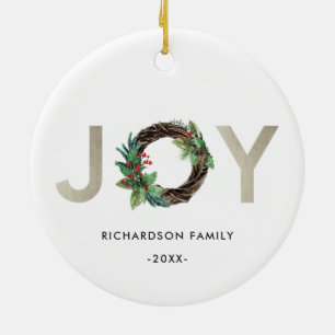 DÉCORATION EN CÉRAMIQUE L'ÉLÉGANTE HOLLY BERRY SILVER JOY WREATH NOËL