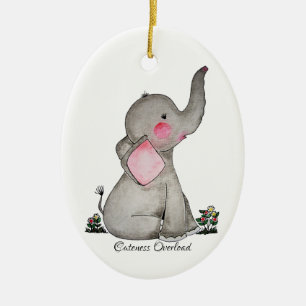 Décoration En Céramique L'éléphant mignon de bébé d'aquarelle avec