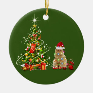 Décoration En Céramique Les chats avec l'Casquette Noël