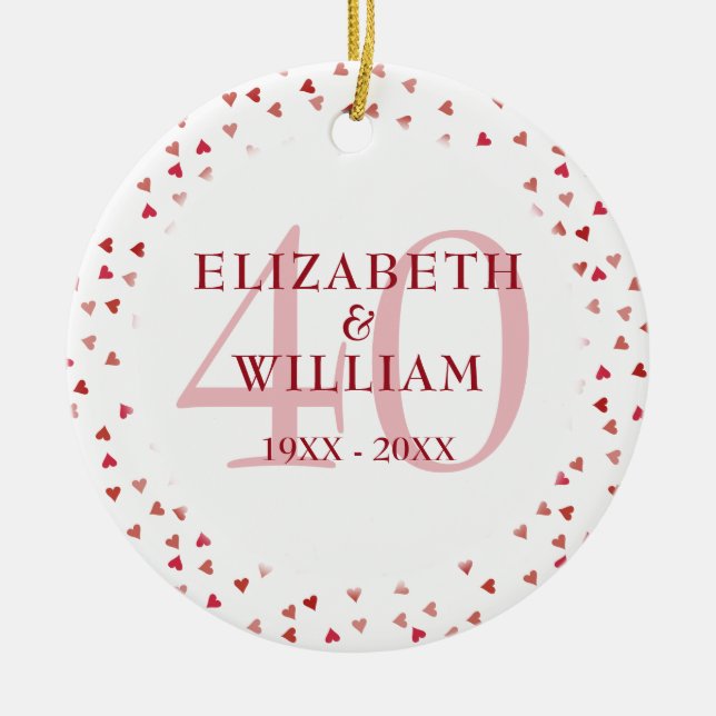 Décoration En Céramique Les Coeurs de rubis du 40e anniversaire (Devant)