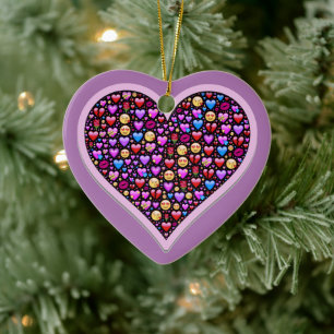 Décoration En Céramique Les coeurs d'Emoji pourpre