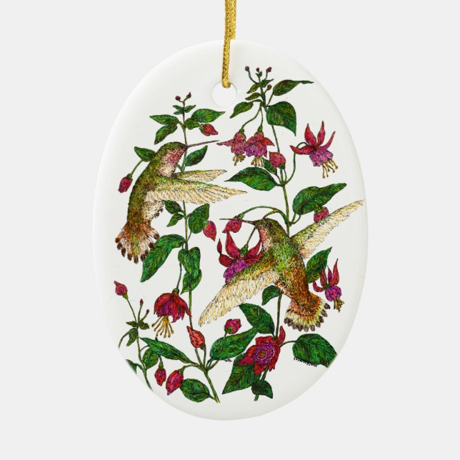 Décoration En Céramique Les colibris d'Allan et Fuschia (Devant)