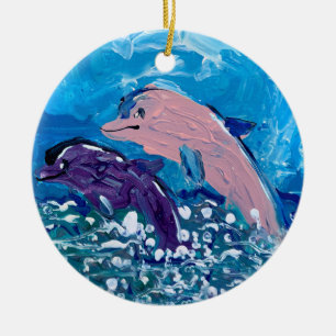 Décoration En Céramique Les dauphins "L'art des enfants"