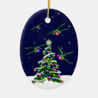 Décoration En Céramique Les dragons verts de bébé encerclent un arbre de