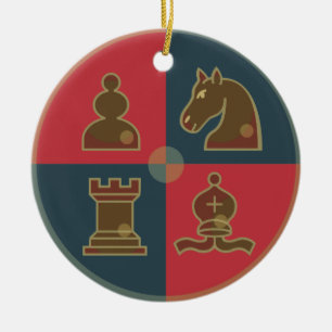 Décoration En Céramique Les échecs ajustent autour de l'ornement