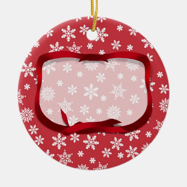 Décoration En Céramique Les flocons de neige sur le Arrière - plan rouge (Devant)