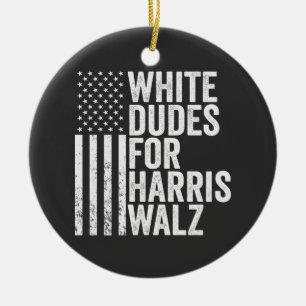 Décoration En Céramique Les Mecs Blancs De Harris Walz Élection Du Drapeau