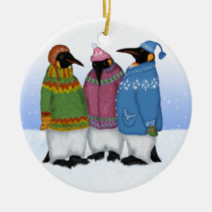 Décoration En Céramique Les pingouins ont à disposition tricoté l'orneme