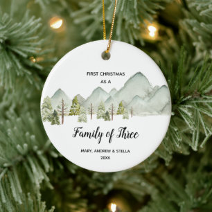 Décoration En Céramique Les pins de montagne Noël en famille de trois