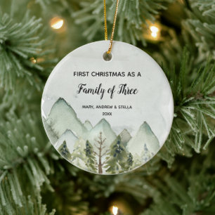 Décoration En Céramique Les pins de montagne Noël en famille de trois