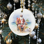 Décoration En Céramique Les Voeux les plus Chauds Père Noël à la Plage<br><div class="desc">Ce design a été créé par art numérique et peut être personnalisé dans la zone fournie par le changement de la photo et/ou du texte. Vous pouvez également le customiser en choisissant l'option cliquer pour customiser une autre option et supprimer ou modifier la couleur de l'arrière - plan, ajouter du...</div>