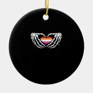Décoration En Céramique Lesbian Pride Skeleton Halloween Wlw Goth Heart Cl