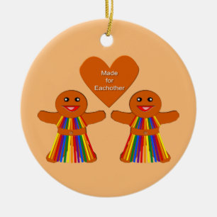 Décoration En Céramique Lesbienne Noël pain d'épices Dames Couple Personna