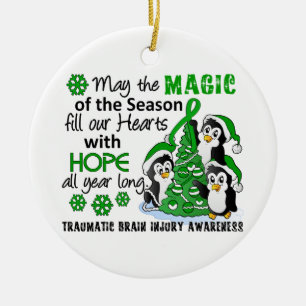 Décoration En Céramique Lésion cérébrale traumatique TBI de pingouins d