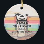 Décoration En Céramique L'été sur la plage | Personnalisé<br><div class="desc">Belle Plage d'été Vacances design. Belle plage, vagues de l'océan, transats colorés et un badge d'été avec palmiers, parasol, vagues et été sur le texte de la plage. Personnalisez en modifiant ou en supprimant le texte. Vous pouvez également modifier l'image de l'arrière - plan avec l'une de vos photos préférées...</div>