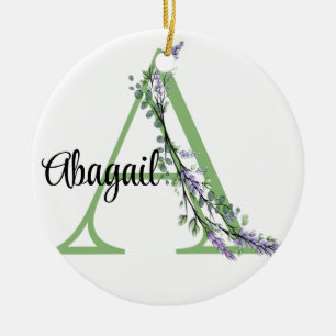 Décoration En Céramique Lettre alphabétique A, aquarelle Lavande Eucalyptu