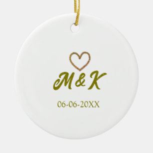 Décoration En Céramique Lettre de nom de couple de mariage à cœur doré mod