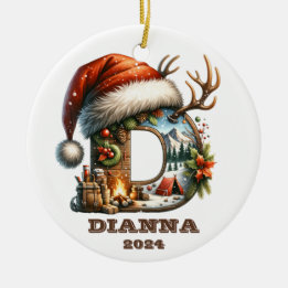 Décoration En Céramique LETTRE D'HIVER WONderland DE Santa Hat ET CAMPUS