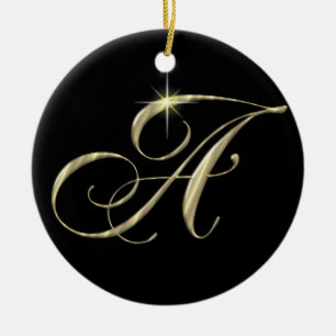 Décoration En Céramique Lettre d'or A Monogramme Tige de l'ornement initia