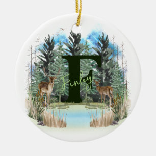 Décoration En Céramique Lettre F Monogramme Personnalisé Cerf Aquarelle